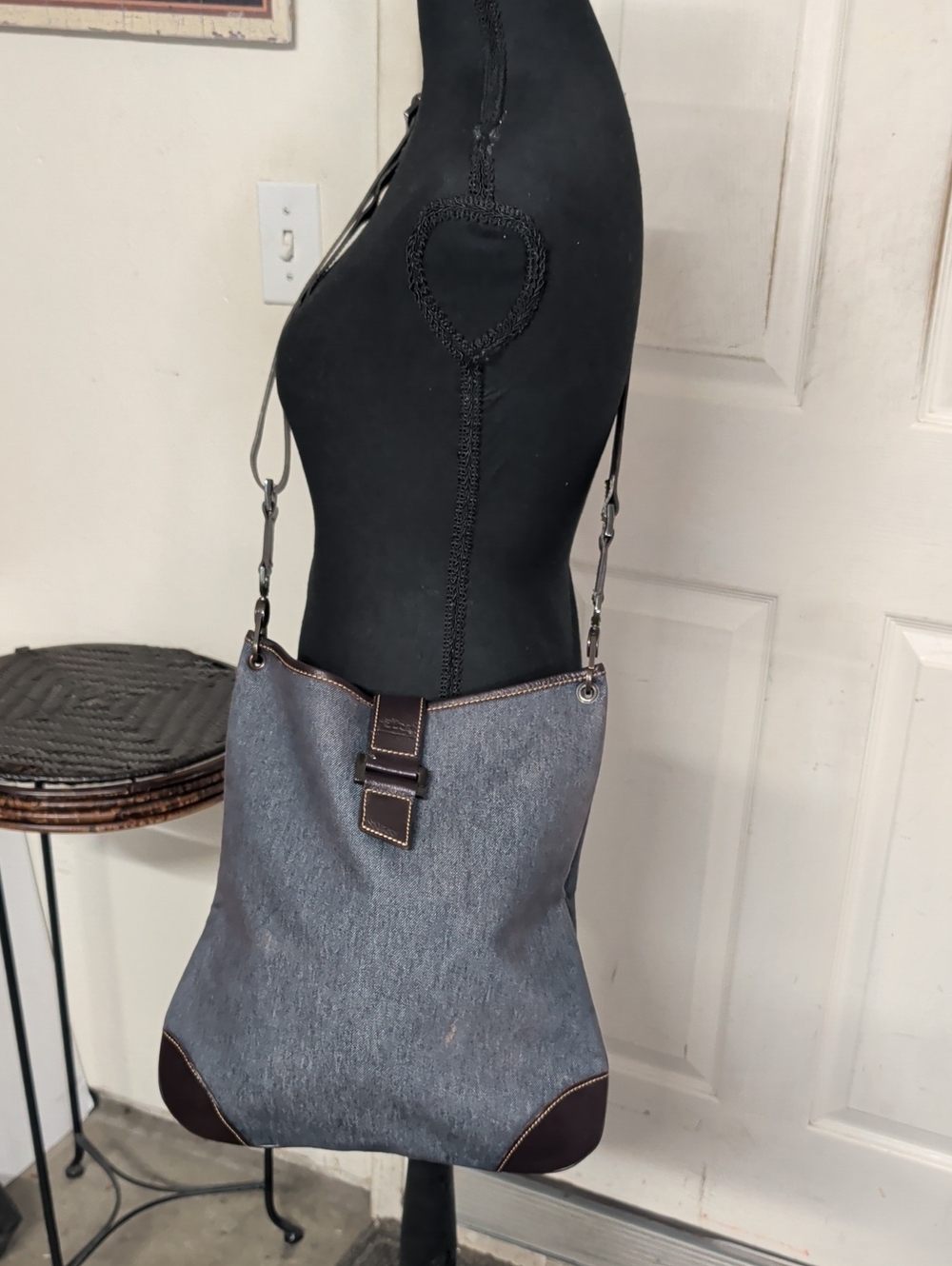 Longchamp Denim Crossbody Shoulder Bag